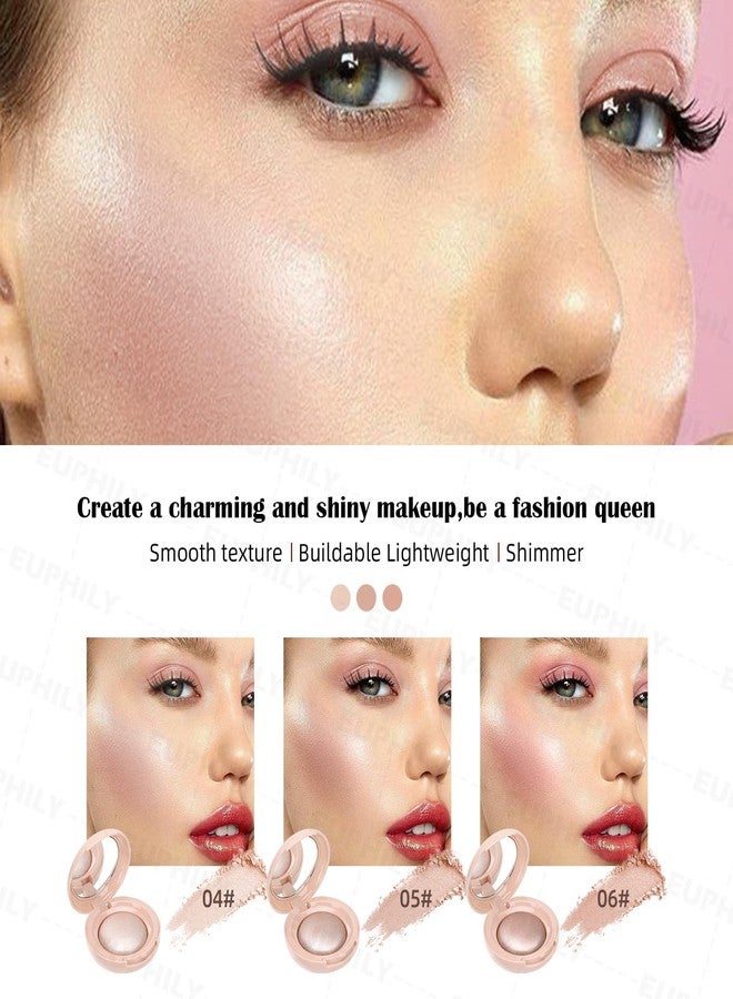 Euphily Baked Highlighter Makeup Palette, Buildable Lightweight Face Highlight Makeup Contour Powder, Smooth Shimmer & Matte Face Illuminator Highlighter for Women, # 04 - Image 3